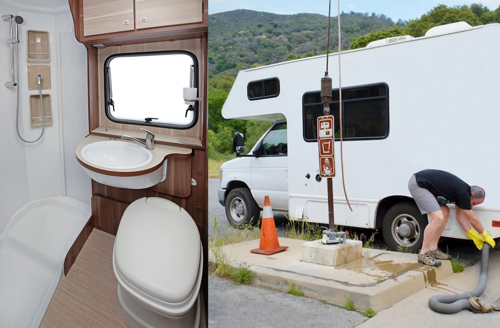 Portable RV/camper toilet and holding tank setup in Carbondale, Illinois