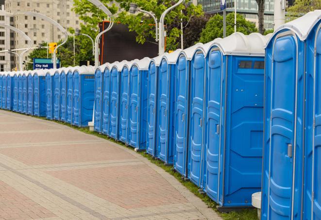 Seasonal porta potty units set up at a Carbondale, Illinois venue